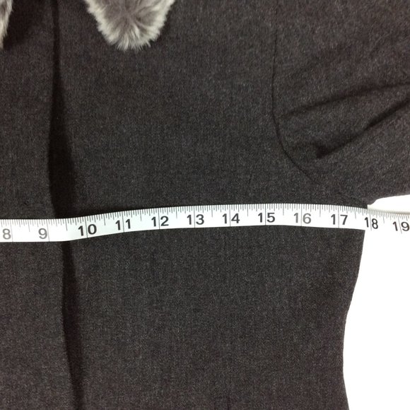 VTG Wool Blend Jacket Coat Faux Fur Collar Gray Retro Career Academia 8P - Picture 5 of 7